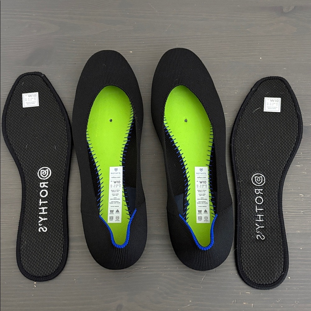 Rothy's‎ The Square Flats Womens Black Minimalist Neutral Slip On Knit Size 10 - Picture 10 of 12